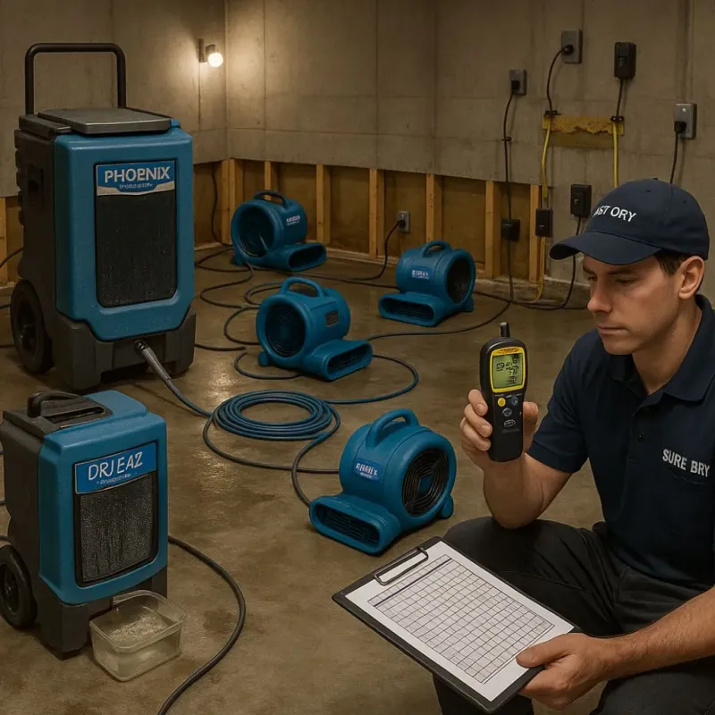 Structural Drying and Dehumidification process in Ramblewood, NJ